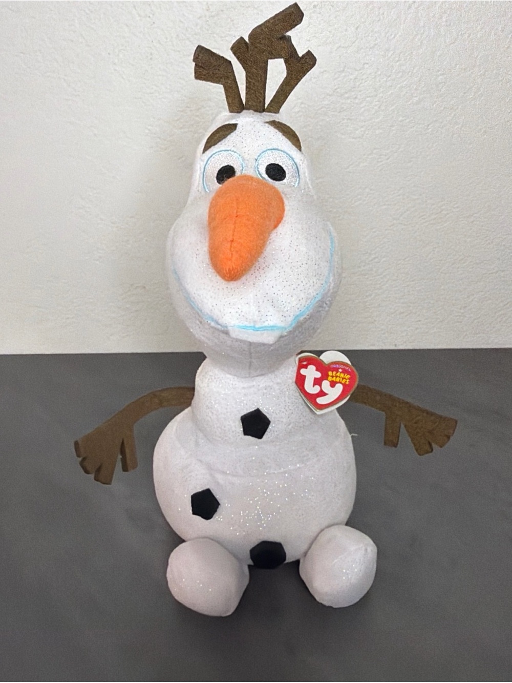 Ty Disney's Frozen OLAF 2015 Snowman Sparkly Beanie Baby 12" Plush Stuff Animal
